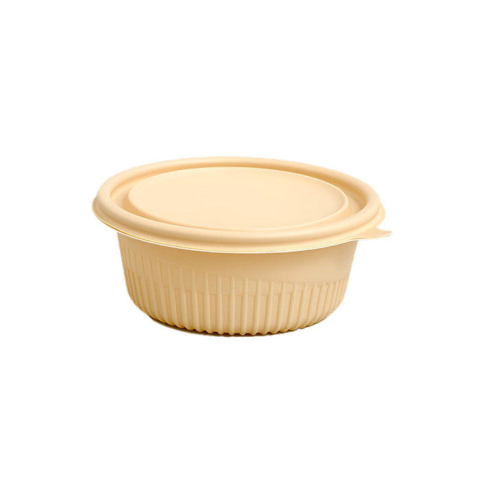 50 Pcs Biodegradable Corn Starch Lunch Boxes Round Takeaway Containers with Lids