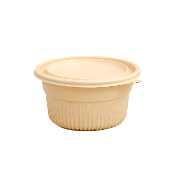 50 Pcs Biodegradable Corn Starch Lunch Boxes Round Takeaway Containers with Lids