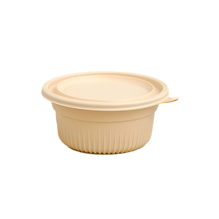 50 Pcs Biodegradable Corn Starch Lunch Boxes Round Takeaway Containers with Lids