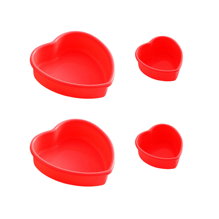4PCS Heart Silicone Cake Moulds Non Stick Dessert Trays