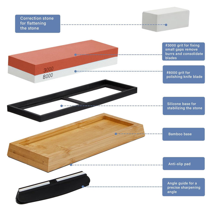 4 Piece Sharpening Stone Set for Kitchen Knives Scissors