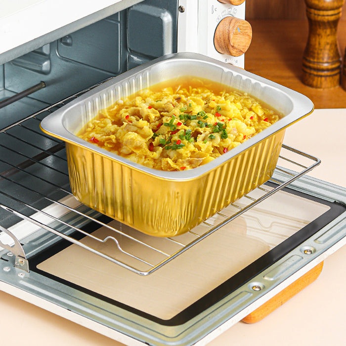 50Pcs Thickened Aluminum Foil Containers with Plastic Lids – Rectangular & Round