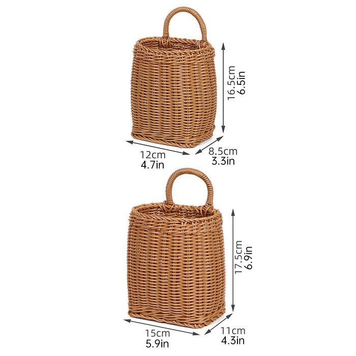Vintage Wall Hanging Woven Storage Basket Simulated Rattan