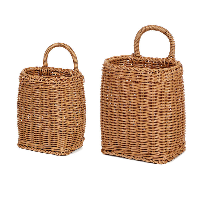 Vintage Wall Hanging Woven Storage Basket Simulated Rattan