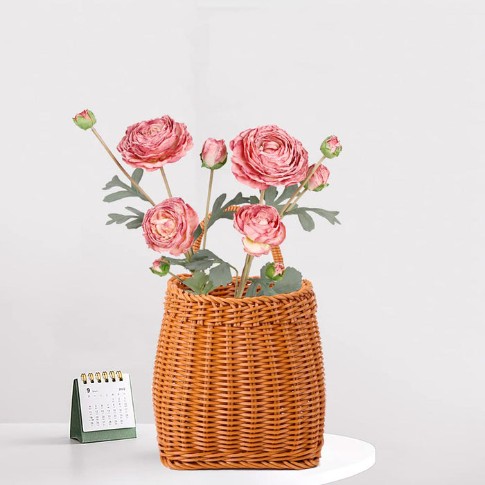 Vintage Wall Hanging Woven Storage Basket Simulated Rattan