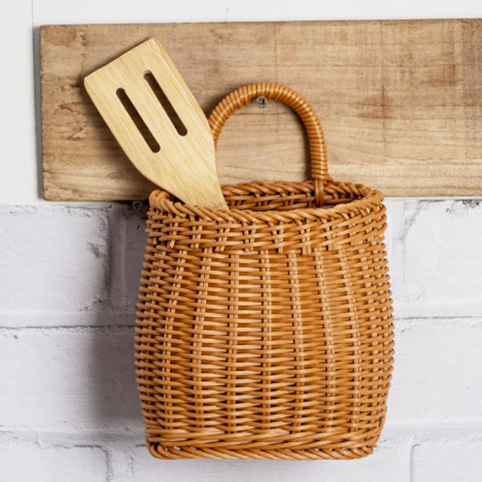 Vintage Wall Hanging Woven Storage Basket Simulated Rattan
