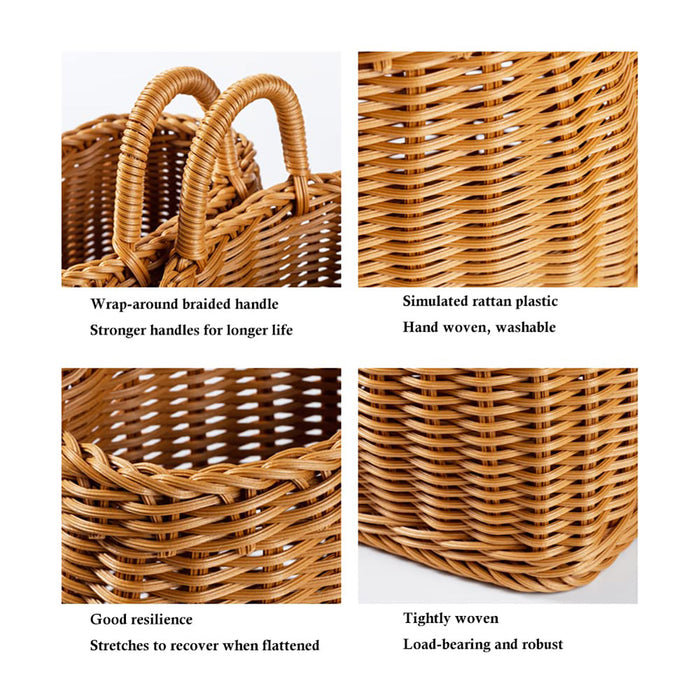 Vintage Wall Hanging Woven Storage Basket Simulated Rattan