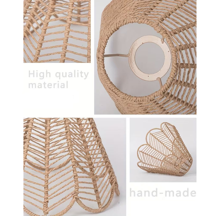 Paper Rope Chandelier Cover Khaki Hand Woven Country Style