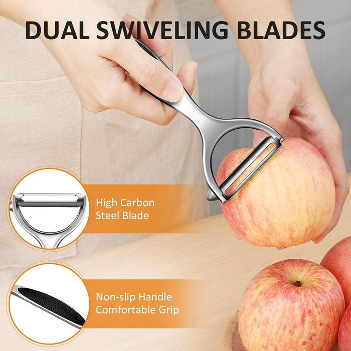 2 Pcs Stainless Steel Peeler Set with Swivel Blades