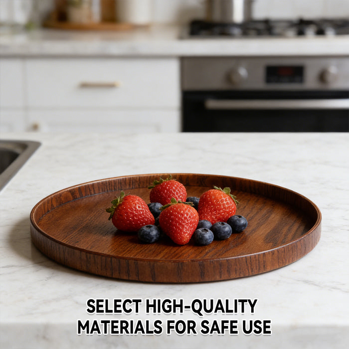 Round Wooden Serving Tray 4 Sizes 21 24 27 and 30 cm Natural Wood Grain