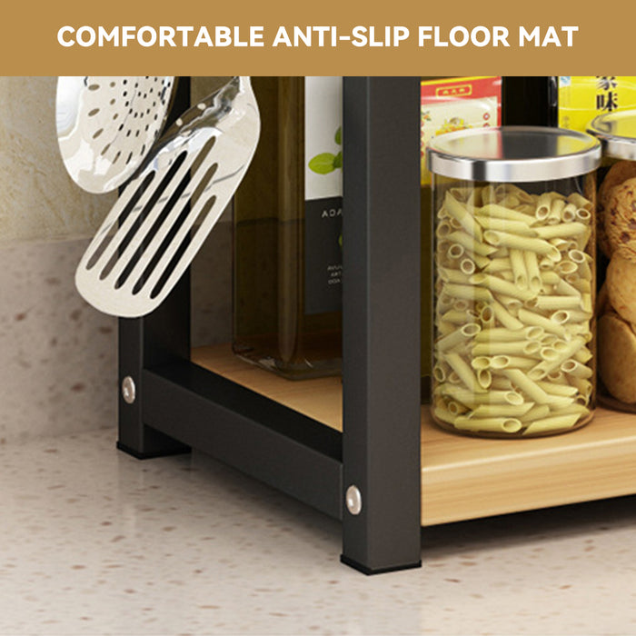 2 Tier Kitchen Storage Rack Steel Frame Board 50cm