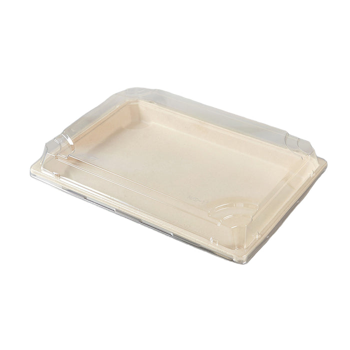 50 Pcs Biodegradable Sushi Boxes with Clear Lid Leak-Proof Natural Beige 8 Sizes