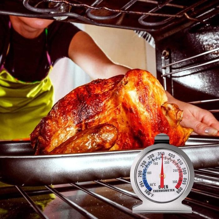 Stainless Steel Oven Thermometer with Large Dial Red Indicator
