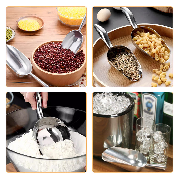 4 Sizes Cast Aluminum Scoop Silver for Ice Flour Rice