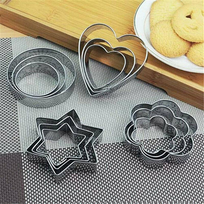 12pcs Stainless Steel Cookie Cutter Set Biscuit Mold for Baking