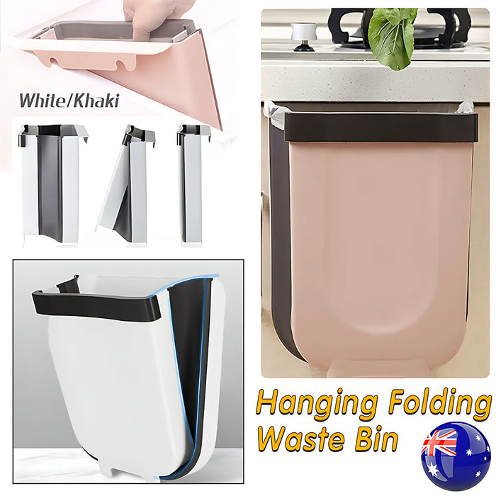 Foldable Hanging Trash Can Space-Saving Kitchen Bin
