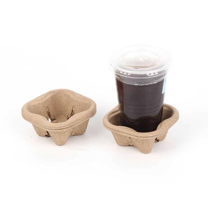 100 Pcs Recycled Paper Pulp Cup Tray 2 4 Cup Carrier