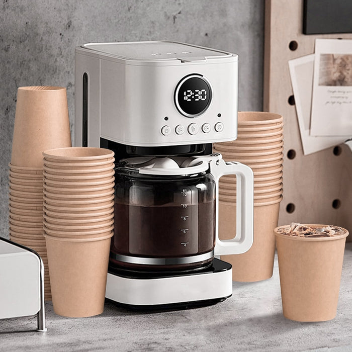 500 Pcs 9oz Disposable Paper Cups Kraft Brown Leak Proof