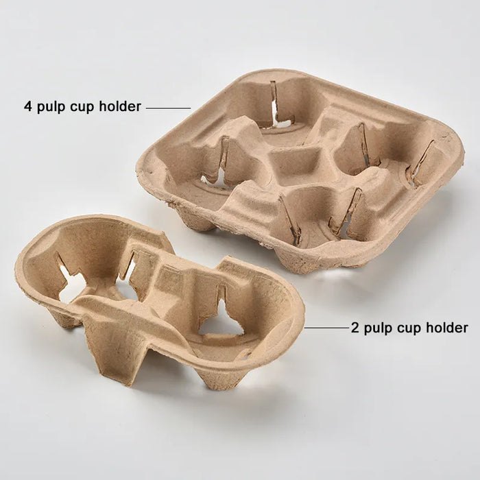 100 Pcs Recycled Paper Pulp Cup Tray 2 4 Cup Carrier