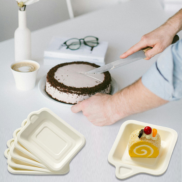 100Pcs Thickened Degradable Paper Plates Rectangular Eco-Friendly Design