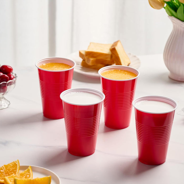 50PCS 16oz Red Plastic Party Cups With Textured Grip