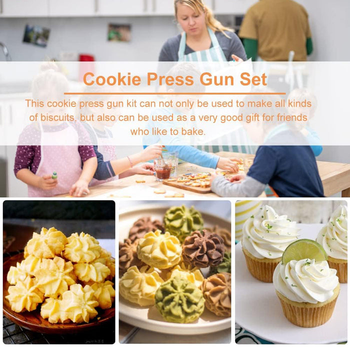 Cookie Decorating Gun Set Food-Grade PP with 10 Molds and 8 Tips