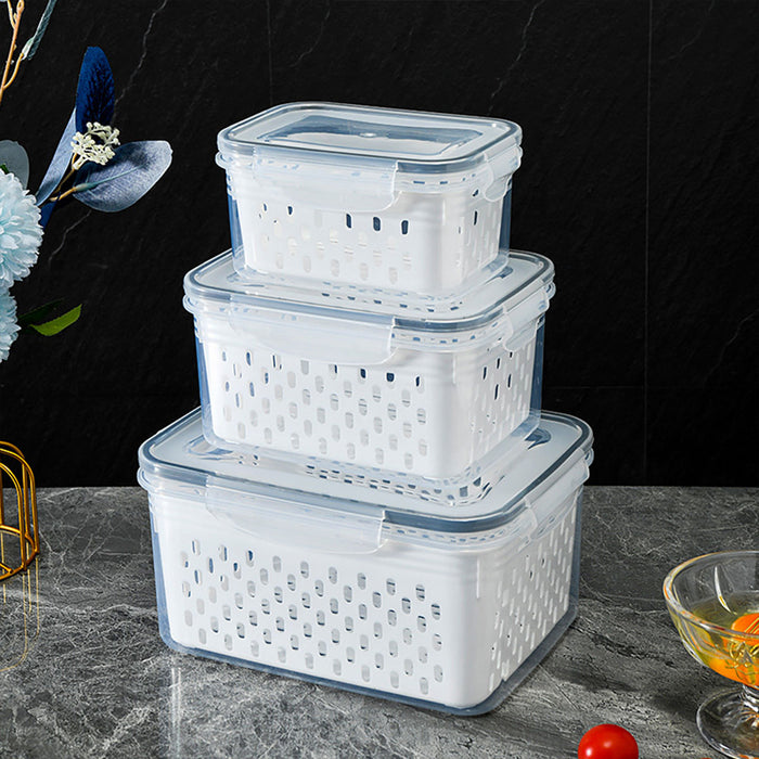 3 Piece Food Storage Container Set With Draining Baskets