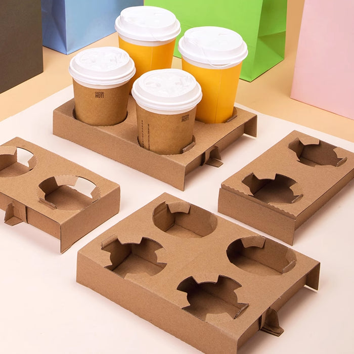 100 Pcs Corrugated Cup Holder Thick Kraft Paper Base