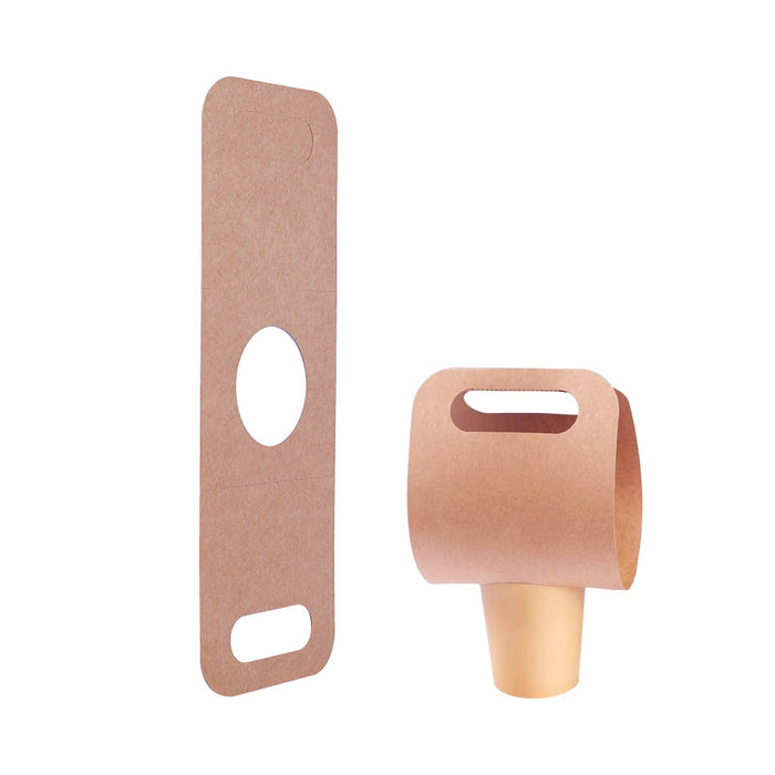 100 Pcs Kraft Paper Cup Holders with Handle for Takeaway Drinks
