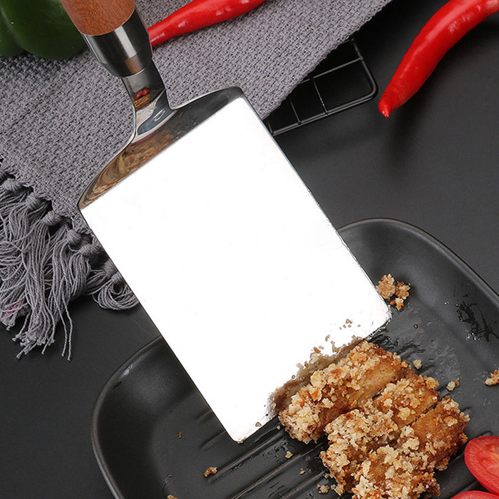 Stainless Steel Cooking Spatula Wide Blade Wooden Handle