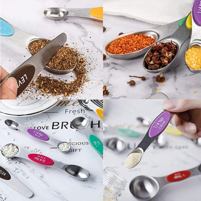 8 Pcs Measuring Spoon Set Dual Head Magnetic 430 Steel
