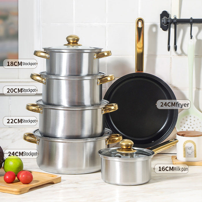 12 Pcs Stainless Steel Cookware Set Non-Stick Pots and Pans