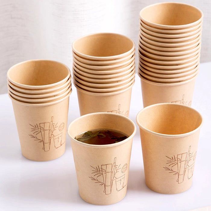 500 Pcs Disposable Paper Coffee Cups 9oz Bamboo Pulp Leak Proof