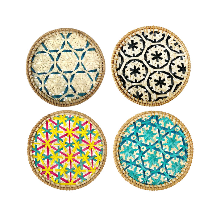 4 Pcs Bamboo Woven Cup Mats Heat Insulation 16 cm