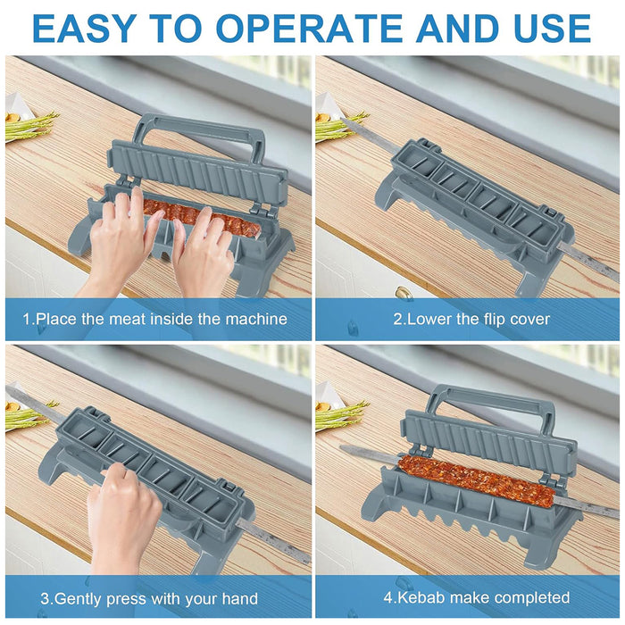Foldable Barbecue Mold Skewer Maker with Flip Cover Grey
