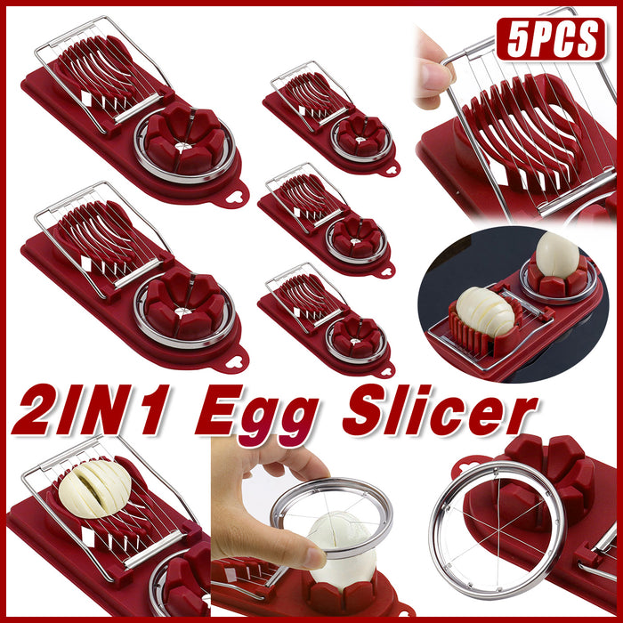 5 Pcs Two in One Egg Slicer Set with Stainless Steel Wires