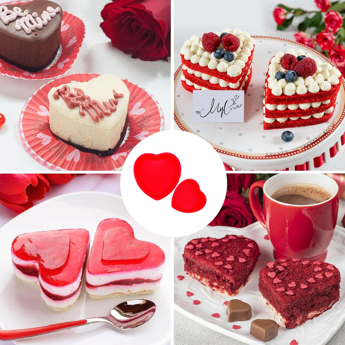 4PCS Heart Silicone Cake Moulds Non Stick Dessert Trays