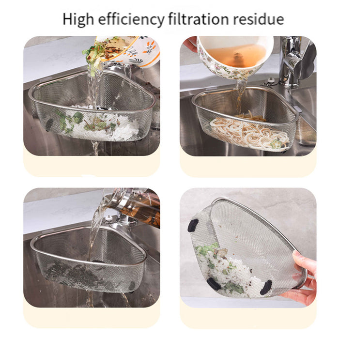 Stainless Steel Triangle Sink Drain Basket Fine Mesh With Suction Cup