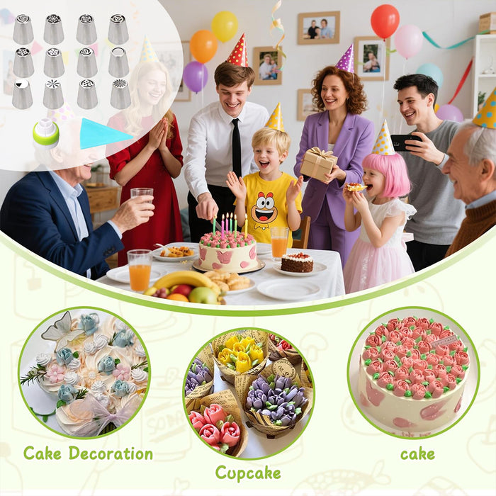 14 Or 32 Pcs Russian Piping Tips Set 430 Steel with 14in Bag