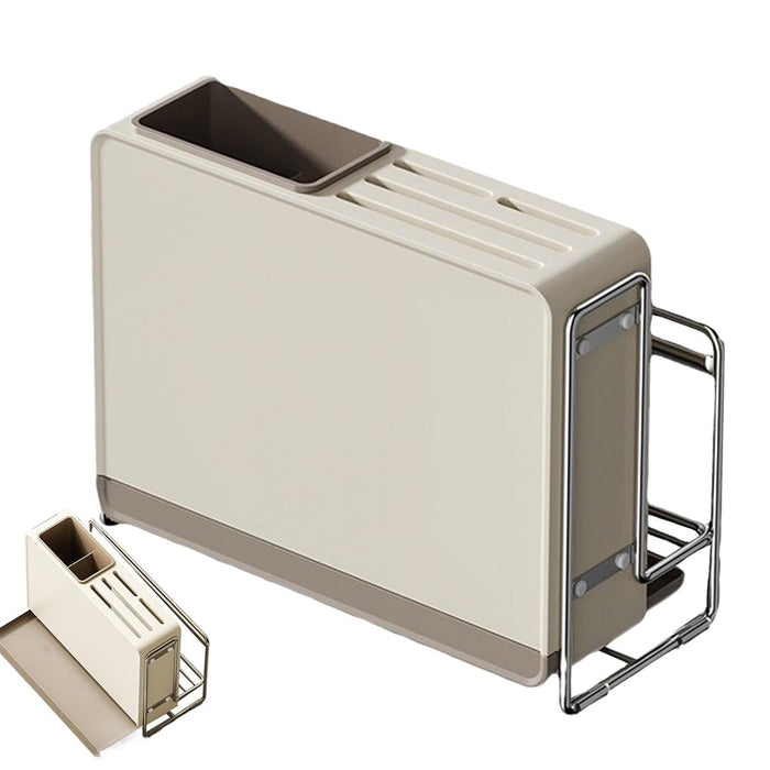 1 Pc Draining Countertop Knife Cutlery Storage Rack Coffee Brown