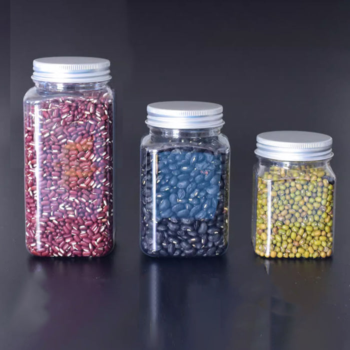 20 Pcs Square PET Storage Bottles with Aluminium Lids