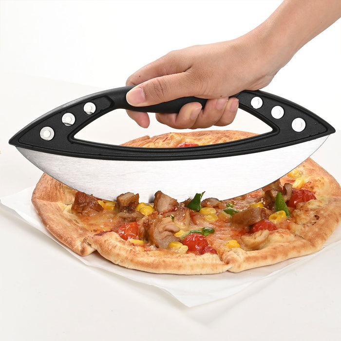 430 Stainless Steel Pizza Cutter with Protective Cover PP Handle 29.6 x 11.5 cm