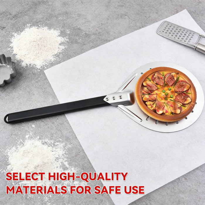 304 Stainless Steel Perforated Pizza Peel with Wooden Handle 3 Sizes 7 in / 8 in / 9 in