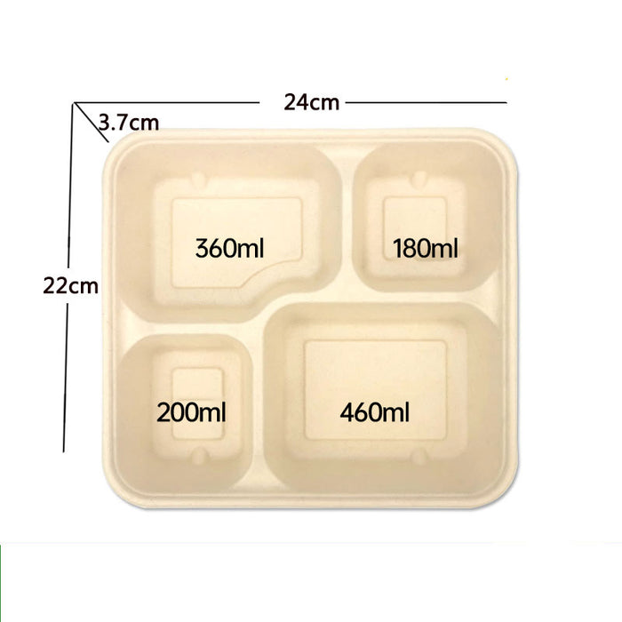 25 / 50 Pcs Biodegradable Lunch Boxes Microwave Safe -20°C to 120°C Multi-Compartment