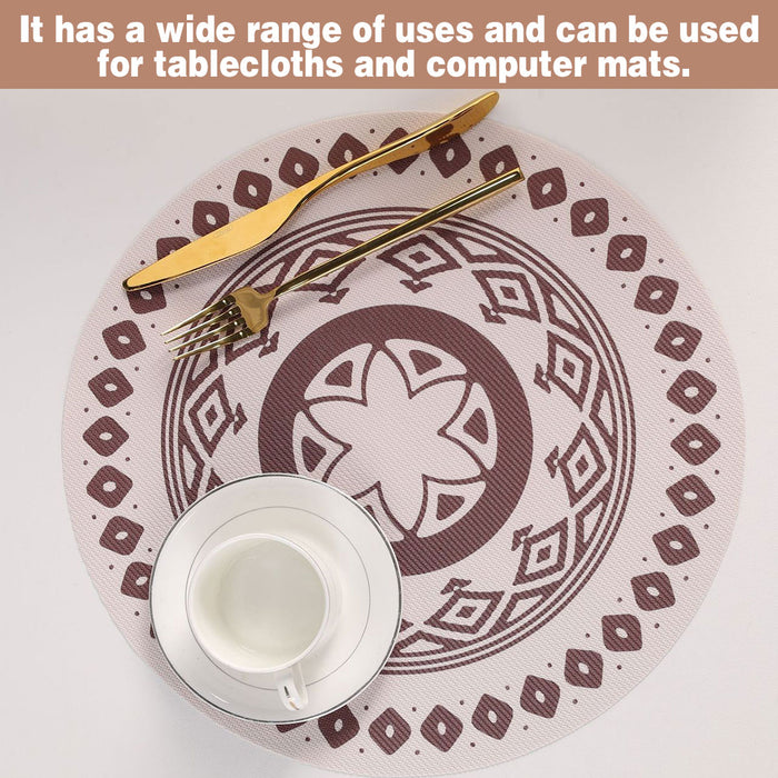 4PCS Round Bohemian Printed Waterproof PVC Dining Placemats