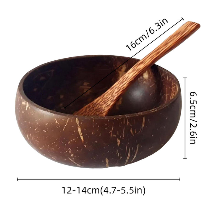 2Sets Natural Coconut Shell Bowls Eco-Friendly Dessert Fruit Salad Serving Bowls