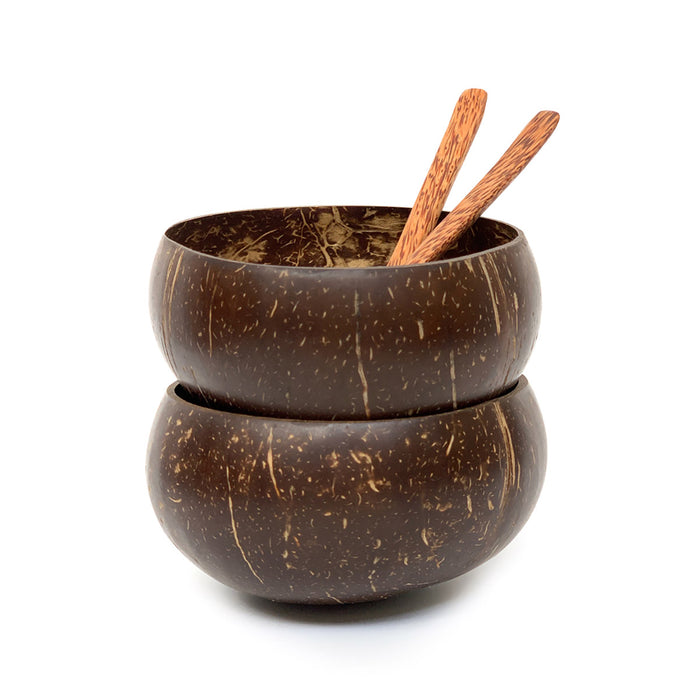 2Sets Natural Coconut Shell Bowls Eco-Friendly Dessert Fruit Salad Serving Bowls