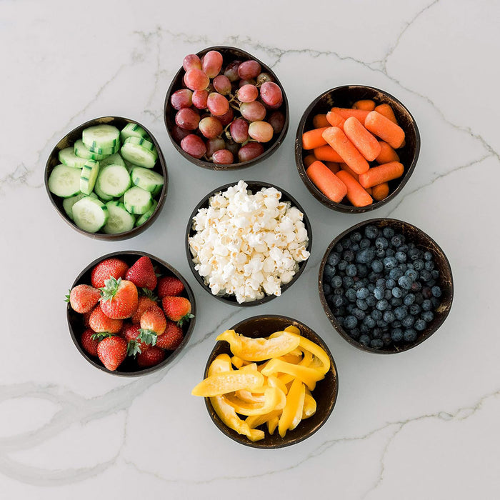 2Sets Natural Coconut Shell Bowls Eco-Friendly Dessert Fruit Salad Serving Bowls