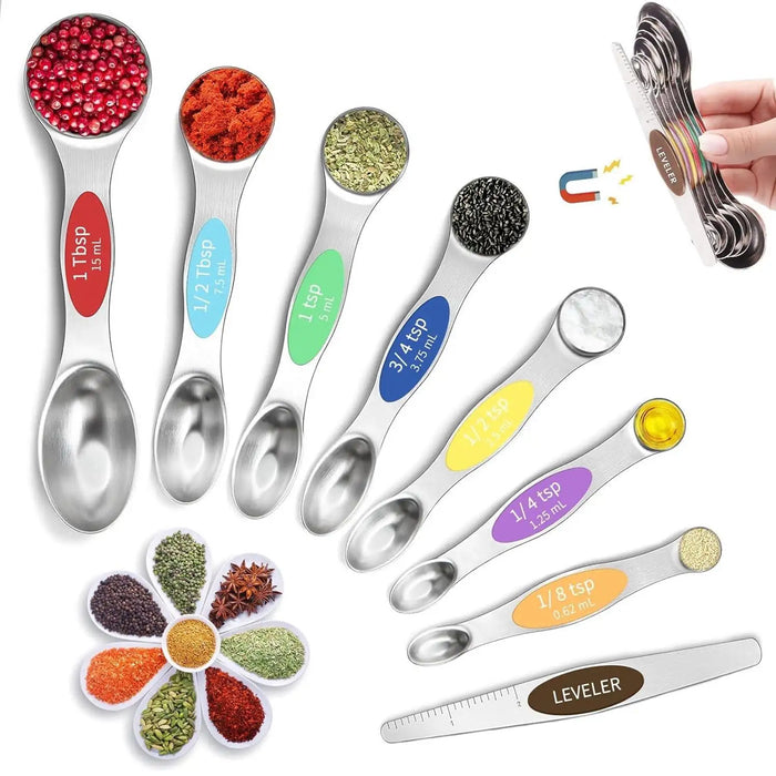 8 Pcs Measuring Spoon Set Dual Head Magnetic 430 Steel
