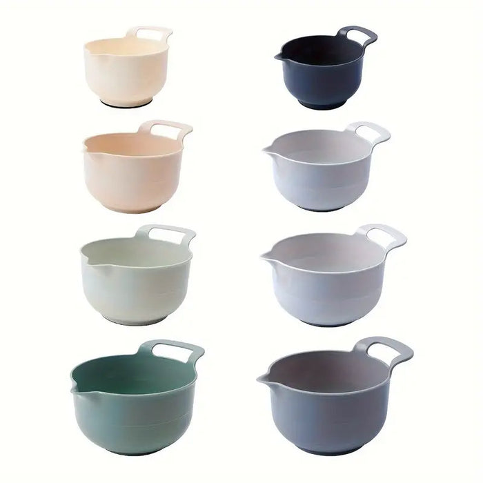 4 Pcs Mixing Bowls with Handles Pouring Spouts Plastic